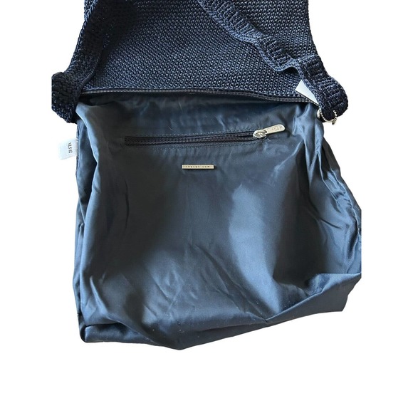 The Sak‎ Navy Purse Crocheted Knit Woven Blue Crossbody Bag Zip Closure EUC - Picture 5 of 8